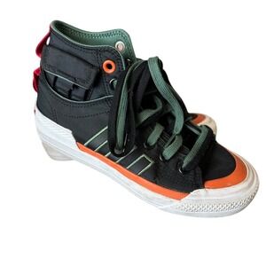 Adidas Nizza Hi DL Black Orange Green High Top Sneakers‎ Shoes Boys 4